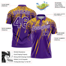 Load image into Gallery viewer, Custom Purple Yellow-White Distressed Scratch Brush Stroke Performance Polo Shirt