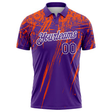 Load image into Gallery viewer, Custom Purple Orange-White Distressed Scratch Brush Stroke Performance Polo Shirt