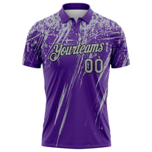 Laden Sie das Bild in den Galerie-Viewer, Custom Purple Gray-Black Distressed Scratch Brush Stroke Performance Polo Shirt