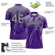 Laden Sie das Bild in den Galerie-Viewer, Custom Purple Gray-Black Distressed Scratch Brush Stroke Performance Polo Shirt