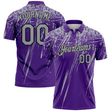 Laden Sie das Bild in den Galerie-Viewer, Custom Purple Gray-Black Distressed Scratch Brush Stroke Performance Polo Shirt