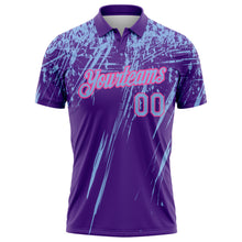 Charger l'image dans la galerie, Custom Purple Light Blue-Pink Distressed Scratch Brush Stroke Performance Polo Shirt