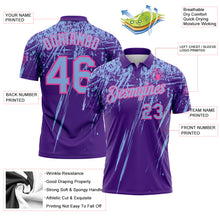 Charger l'image dans la galerie, Custom Purple Light Blue-Pink Distressed Scratch Brush Stroke Performance Polo Shirt