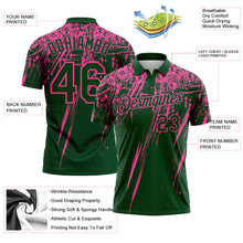 Load image into Gallery viewer, Custom Green-Pink Distressed Scratch Brush Stroke Performance Polo Shirt