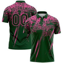 Load image into Gallery viewer, Custom Green-Pink Distressed Scratch Brush Stroke Performance Polo Shirt