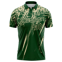 Laden Sie das Bild in den Galerie-Viewer, Custom Green-Cream Distressed Scratch Brush Stroke Performance Polo Shirt