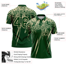 Laden Sie das Bild in den Galerie-Viewer, Custom Green-Cream Distressed Scratch Brush Stroke Performance Polo Shirt