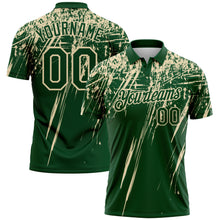 Laden Sie das Bild in den Galerie-Viewer, Custom Green-Cream Distressed Scratch Brush Stroke Performance Polo Shirt