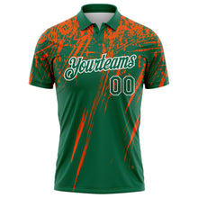 Charger l'image dans la galerie, Custom Kelly Green Orange-White Distressed Scratch Brush Stroke Performance Polo Shirt