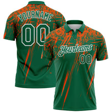 Charger l'image dans la galerie, Custom Kelly Green Orange-White Distressed Scratch Brush Stroke Performance Polo Shirt
