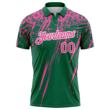 Charger l'image dans la galerie, Custom Kelly Green Pink-White Distressed Scratch Brush Stroke Performance Polo Shirt