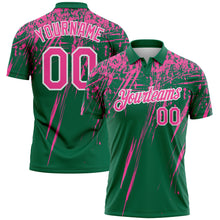 Charger l'image dans la galerie, Custom Kelly Green Pink-White Distressed Scratch Brush Stroke Performance Polo Shirt