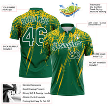 Charger l'image dans la galerie, Custom Kelly Green Yellow-White Distressed Scratch Brush Stroke Performance Polo Shirt