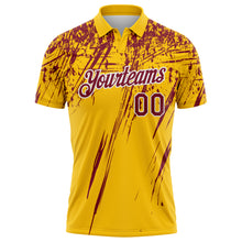 Charger l'image dans la galerie, Custom Yellow Crimson-White Distressed Scratch Brush Stroke Performance Polo Shirt