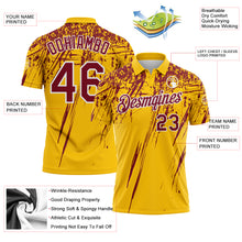 Charger l'image dans la galerie, Custom Yellow Crimson-White Distressed Scratch Brush Stroke Performance Polo Shirt