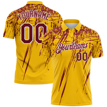 Charger l'image dans la galerie, Custom Yellow Crimson-White Distressed Scratch Brush Stroke Performance Polo Shirt