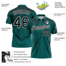 Load image into Gallery viewer, Custom Teal Black-White Distressed Scratch Brush Stroke Performance Polo Shirt