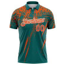 Charger l'image dans la galerie, Custom Teal Orange-White Distressed Scratch Brush Stroke Performance Polo Shirt