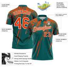 Charger l'image dans la galerie, Custom Teal Orange-White Distressed Scratch Brush Stroke Performance Polo Shirt