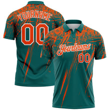 Charger l'image dans la galerie, Custom Teal Orange-White Distressed Scratch Brush Stroke Performance Polo Shirt