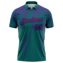 Load image into Gallery viewer, Custom Teal Purple-Black Distressed Scratch Brush Stroke Performance Polo Shirt