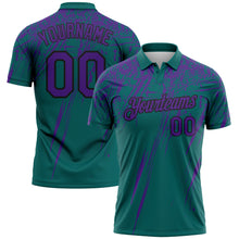 Load image into Gallery viewer, Custom Teal Purple-Black Distressed Scratch Brush Stroke Performance Polo Shirt