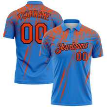 Charger l'image dans la galerie, Custom Powder Blue Orange-Navy Distressed Scratch Brush Stroke Performance Polo Shirt