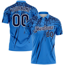 Загрузить изображение в средство просмотра галереи, Custom Powder Blue Navy-White Distressed Scratch Brush Stroke Performance Polo Shirt
