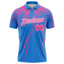 Charger l'image dans la galerie, Custom Powder Blue Pink-White Distressed Scratch Brush Stroke Performance Polo Shirt