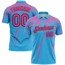 Загрузить изображение в средство просмотра галереи, Custom Sky Blue Pink-Black Distressed Scratch Brush Stroke Performance Polo Shirt