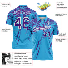 Load image into Gallery viewer, Custom Sky Blue Purple-White Distressed Scratch Brush Stroke Performance Polo Shirt