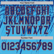 Load image into Gallery viewer, Custom Sky Blue Royal-Orange Distressed Scratch Brush Stroke Performance Polo Shirt