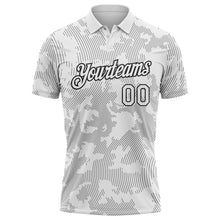 Laden Sie das Bild in den Galerie-Viewer, Custom White-Black 3D Pattern Abstract Fluid Line Performance Polo Shirt