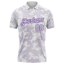 Load image into Gallery viewer, Custom White-Purple 3D Pattern Abstract Fluid Line Performance Polo Shirt