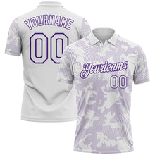 Load image into Gallery viewer, Custom White-Purple 3D Pattern Abstract Fluid Line Performance Polo Shirt