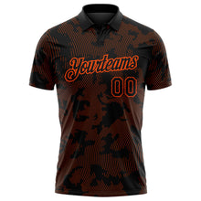 Загрузить изображение в средство просмотра галереи, Custom Black-Orange 3D Pattern Abstract Fluid Line Performance Polo Shirt