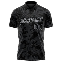 Load image into Gallery viewer, Custom Black-Gray 3D Pattern Abstract Fluid Line Performance Polo Shirt
