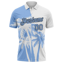 Загрузить изображение в средство просмотра галереи, Custom White Light Blue-Black Hawaii Tropical Coastal Palm Trees Performance Polo Shirt