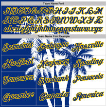 Load image into Gallery viewer, Custom White Royal-Yellow Hawaii Tropical Coastal Palm Trees Performance Polo Shirt
