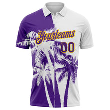 Загрузить изображение в средство просмотра галереи, Custom White Purple-Yellow Hawaii Tropical Coastal Palm Trees Performance Polo Shirt