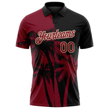 Загрузить изображение в средство просмотра галереи, Custom Black Crimson-City Cream Hawaii Tropical Coastal Palm Trees Performance Polo Shirt