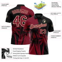 Загрузить изображение в средство просмотра галереи, Custom Black Crimson-City Cream Hawaii Tropical Coastal Palm Trees Performance Polo Shirt