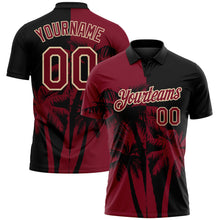 Загрузить изображение в средство просмотра галереи, Custom Black Crimson-City Cream Hawaii Tropical Coastal Palm Trees Performance Polo Shirt