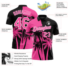 Загрузить изображение в средство просмотра галереи, Custom Black Pink-White Hawaii Tropical Coastal Palm Trees Performance Polo Shirt