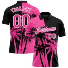 Загрузить изображение в средство просмотра галереи, Custom Black Pink-White Hawaii Tropical Coastal Palm Trees Performance Polo Shirt