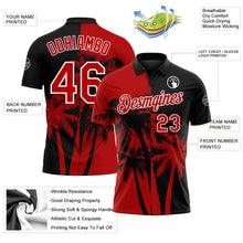 Загрузить изображение в средство просмотра галереи, Custom Black Red-White Hawaii Tropical Coastal Palm Trees Performance Polo Shirt