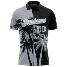 Charger l'image dans la galerie, Custom Black Gray-White Hawaii Tropical Coastal Palm Trees Performance Polo Shirt