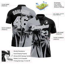 Charger l'image dans la galerie, Custom Black Gray-White Hawaii Tropical Coastal Palm Trees Performance Polo Shirt