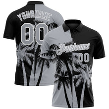 Charger l'image dans la galerie, Custom Black Gray-White Hawaii Tropical Coastal Palm Trees Performance Polo Shirt