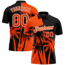 Загрузить изображение в средство просмотра галереи, Custom Black Orange-White Hawaii Tropical Coastal Palm Trees Performance Polo Shirt